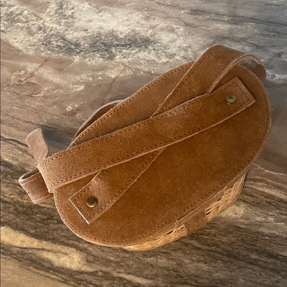 World Market Brown Woven Cane Basket Crossbody Bag - Picture 5 of 8